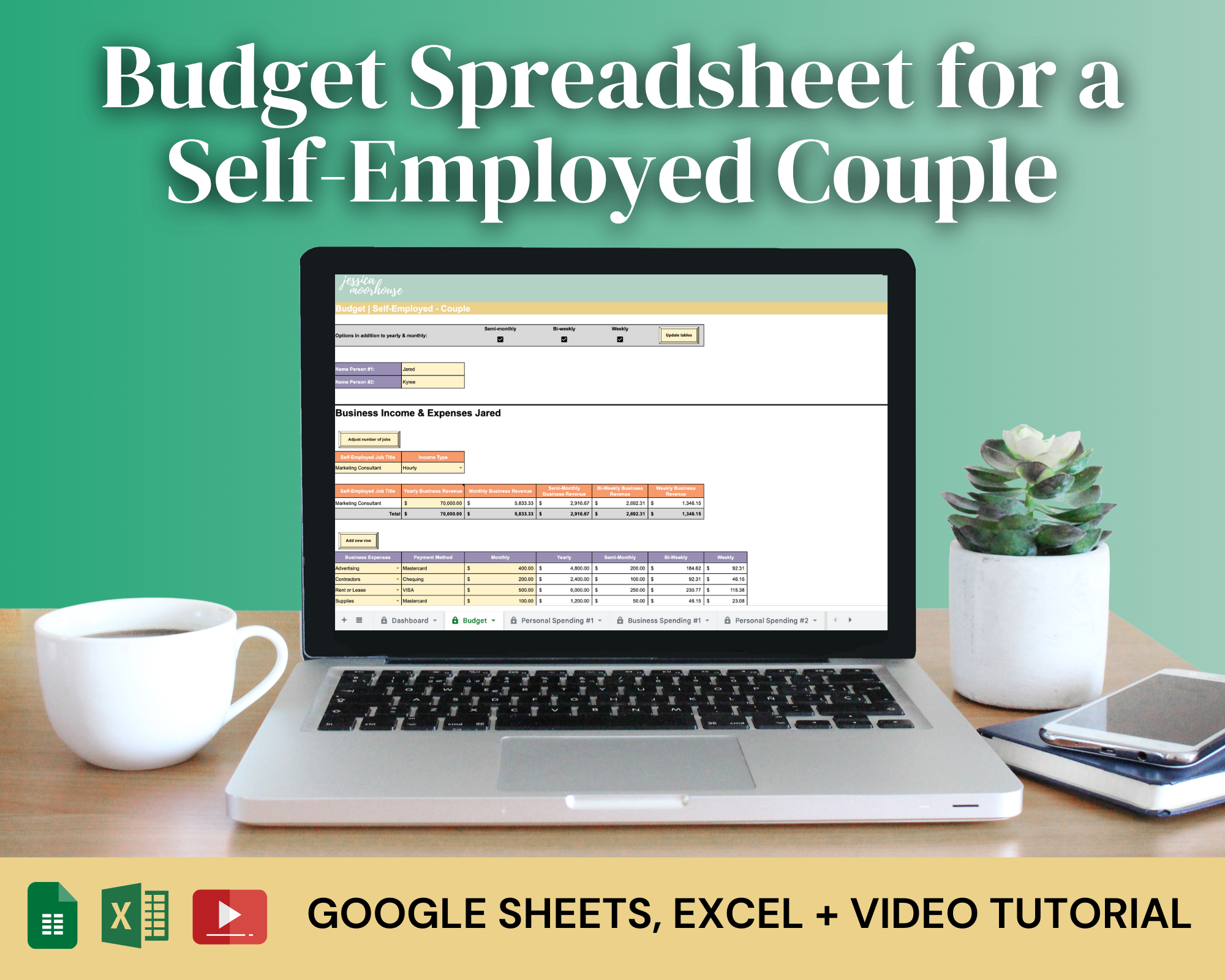 Budget Spreadsheet | Self-Employed - Couple