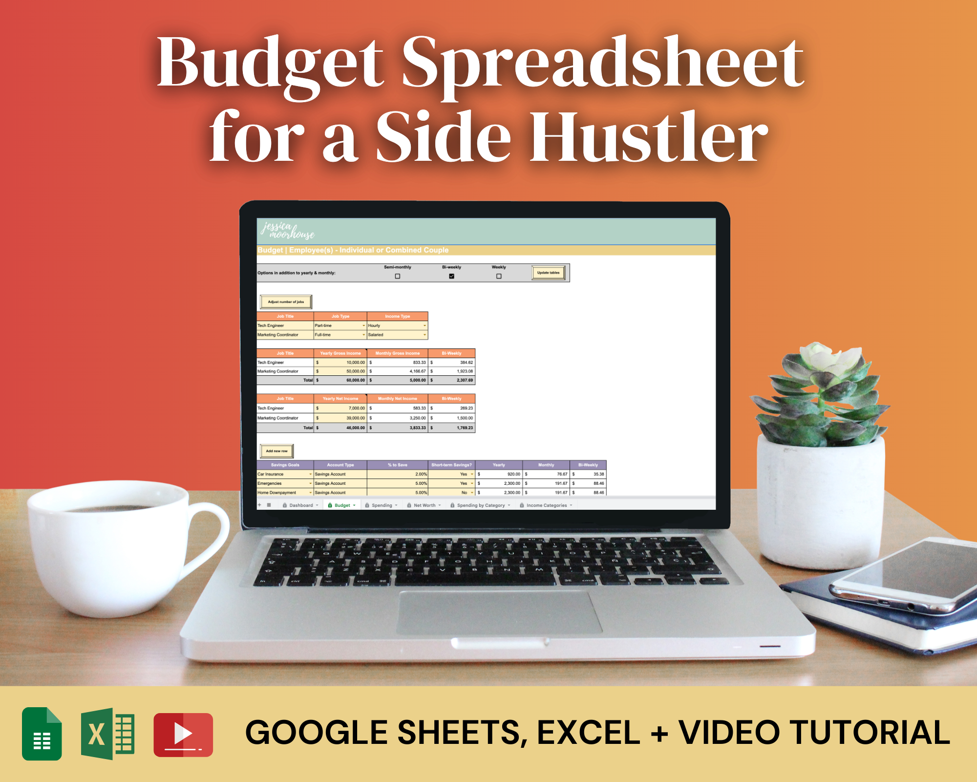 Budget Spreadsheet | Employee with Side Hustle - Individual