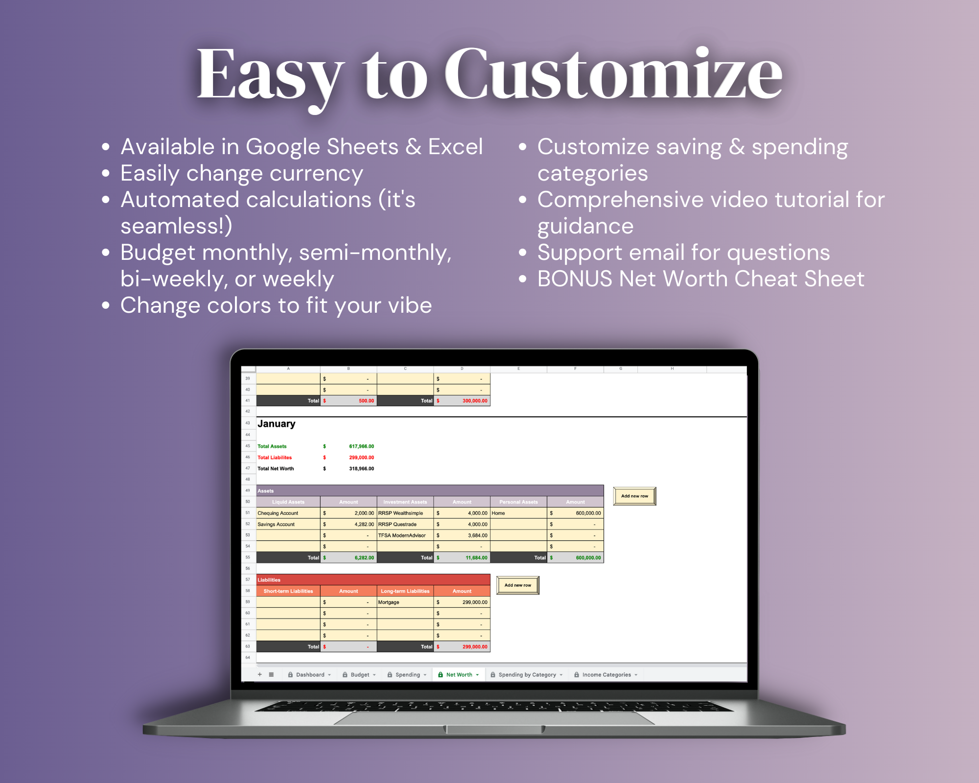 Budget Spreadsheet | Employee(s) - Individual or Combined Couple