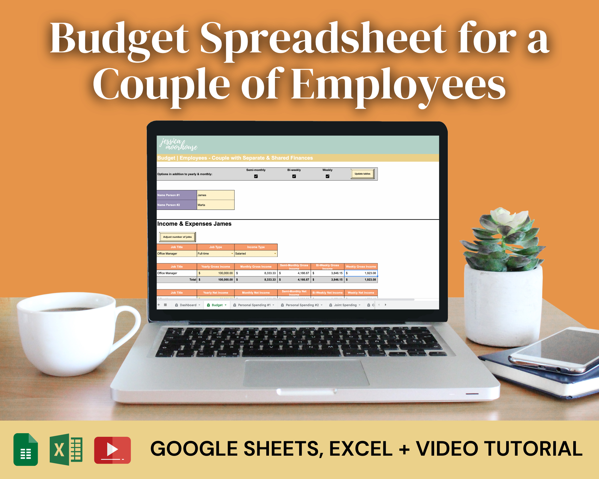 Budget Spreadsheet | Employees - Couple with Separate & Shared Finances
