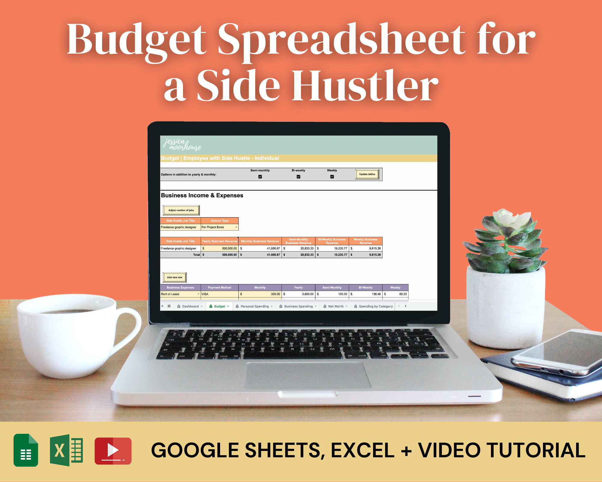 Budget Spreadsheet | Employee with Side Hustle - Individual